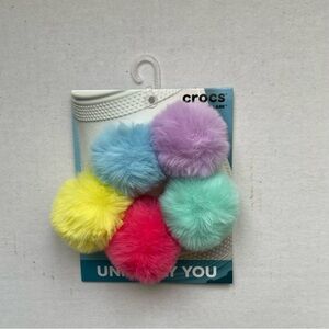 🟣🟡🟢 CROCS BRIGHT COLOR PUFF BALL 5 PACK JIBBITZ CHARMS 🟠🔴🔵 NWT 🟡🟠🟣
